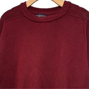 Lands’ End Vintage Men’s Size L Burgundy Maroon Red Cotton Knit Crewneck Sweater